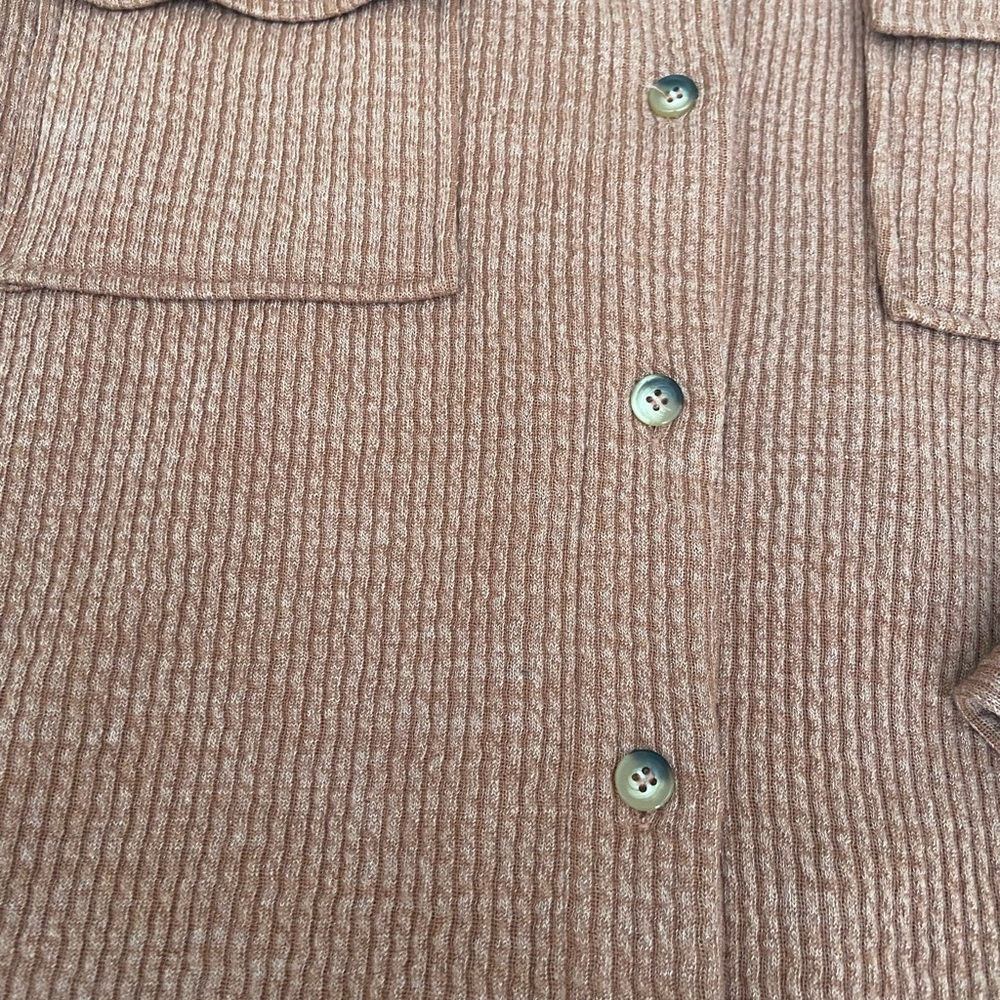 Ribbed Button-Up Shirt in brown/tan - Picture 3 of 6